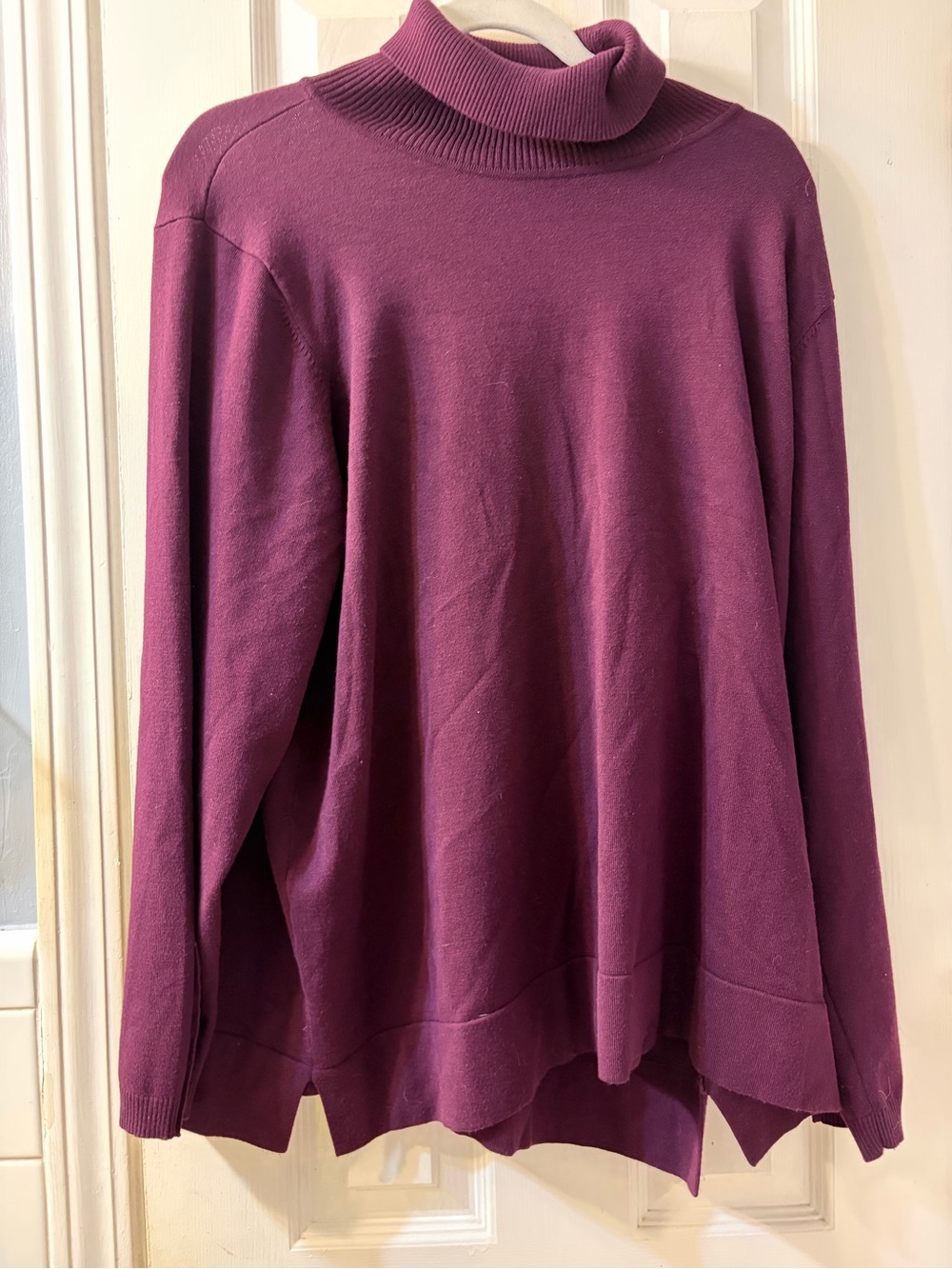 Calvin Klein Beautiful Women's Purple Turtleneck Sweater w/Gold Buttons Size 1X